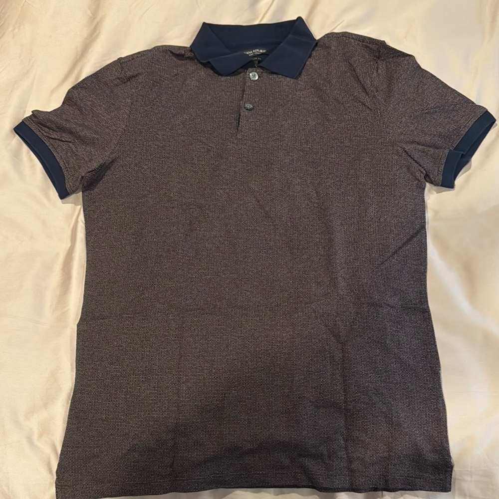 Banana Republic Blue and Brown Polo Shirt Classic Design